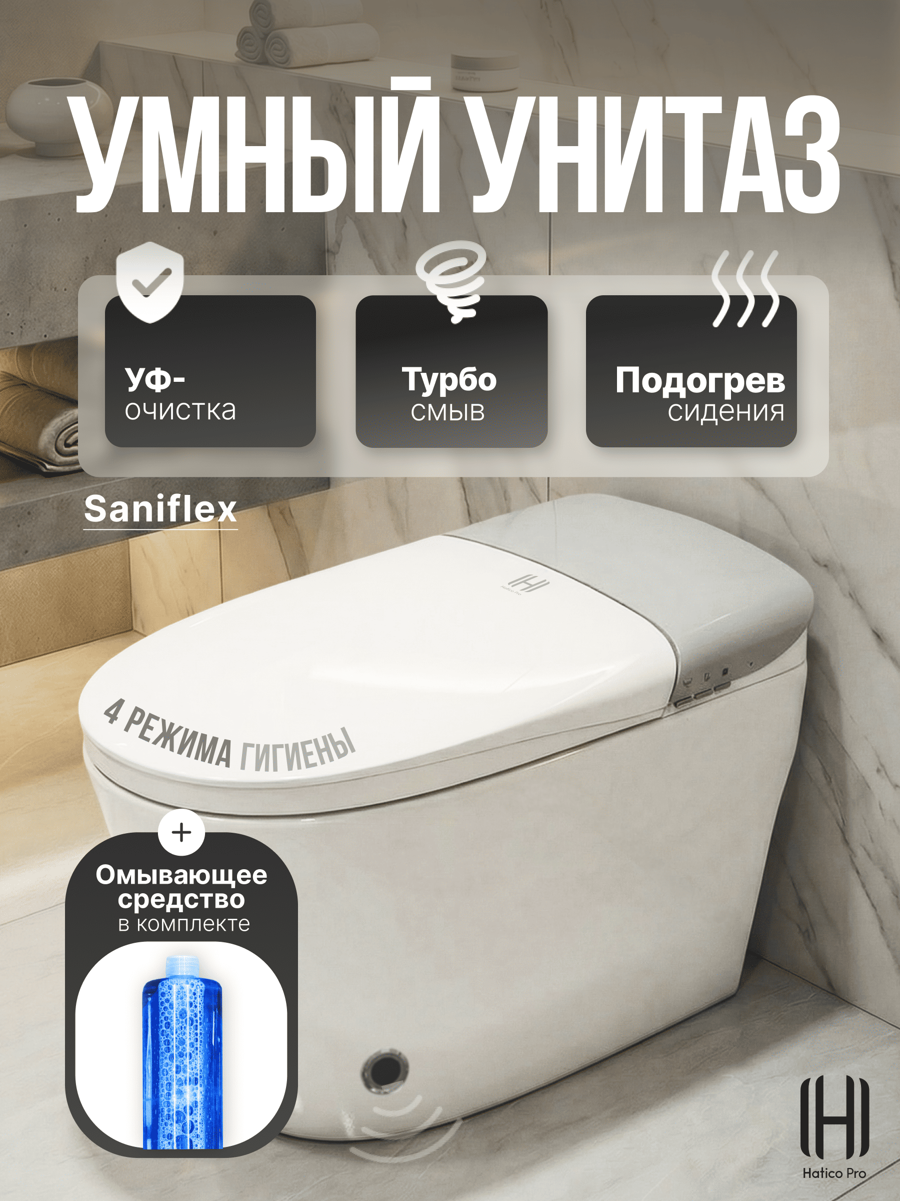 Умный смарт унитаз Hatico Pro Saniflex